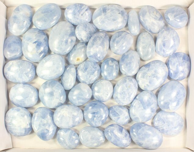 Lot: Polished Blue Calcite Pebbles - kg ( lbs) #77755
